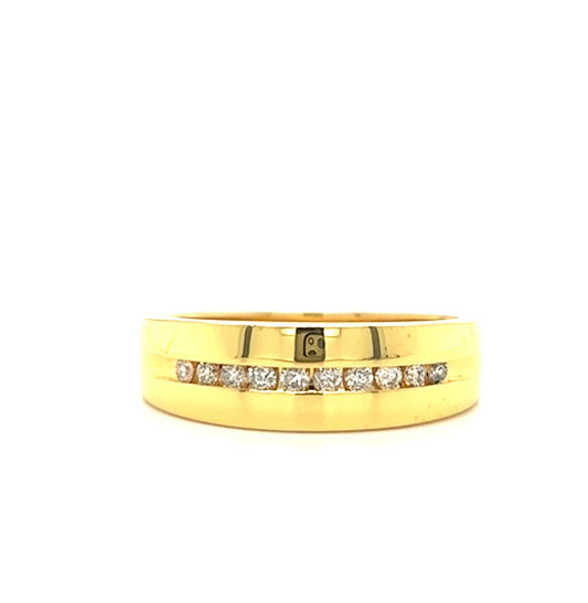 14KT YELLOW GOLD FANCY MENS DIAMOND WEDDING BAND