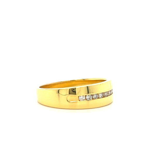 14KT YELLOW GOLD FANCY MENS DIAMOND WEDDING BAND