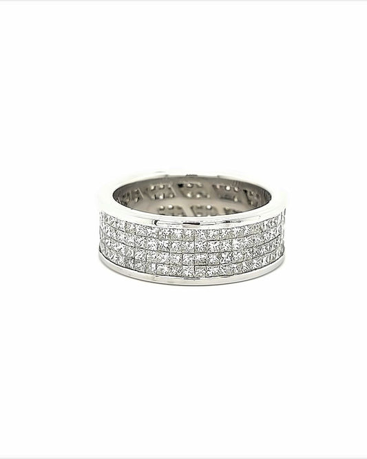 14KT WHITE GOLD FANCY MENS DIAMOND WEDDING BAND