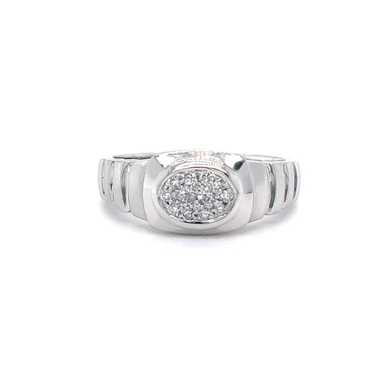 10KT WHITE GOLD FANCY MENS DIAMOND WEDDING BAND