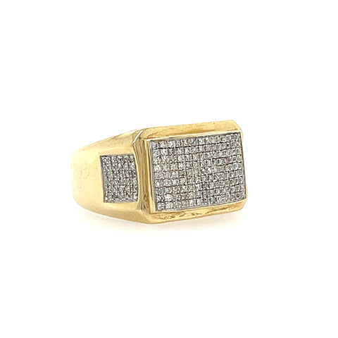 10KT YELLOW GOLD FANCY MENS DIAMOND WEDDING BAND