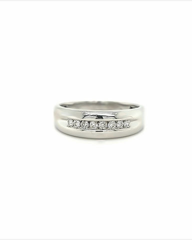 10KT WHITE GOLD FANCY MENS DIAMOND WEDDING BAND