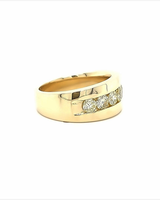 14KT YELLOW GOLD FANCY MENS DIAMOND WEDDING BAND