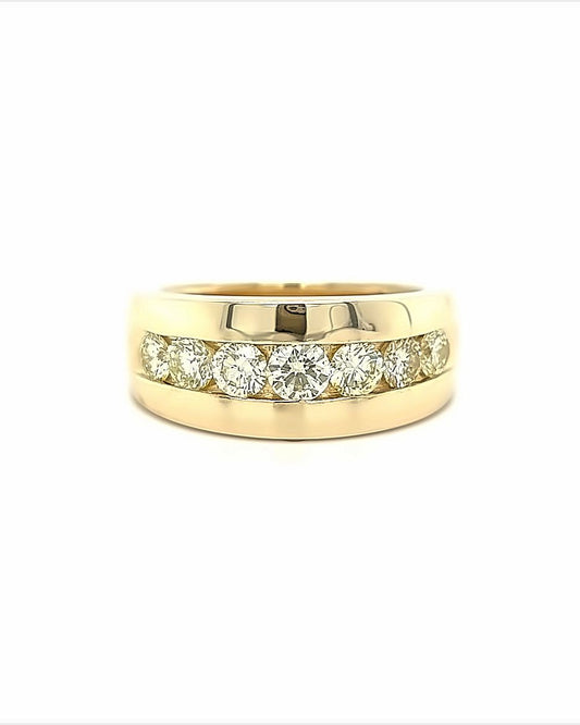 14KT YELLOW GOLD FANCY MENS DIAMOND WEDDING BAND