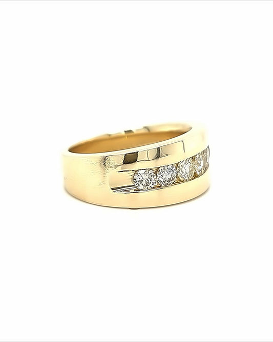 14KT YELLOW GOLD BRILLIANT DIAMOND MENS BAND