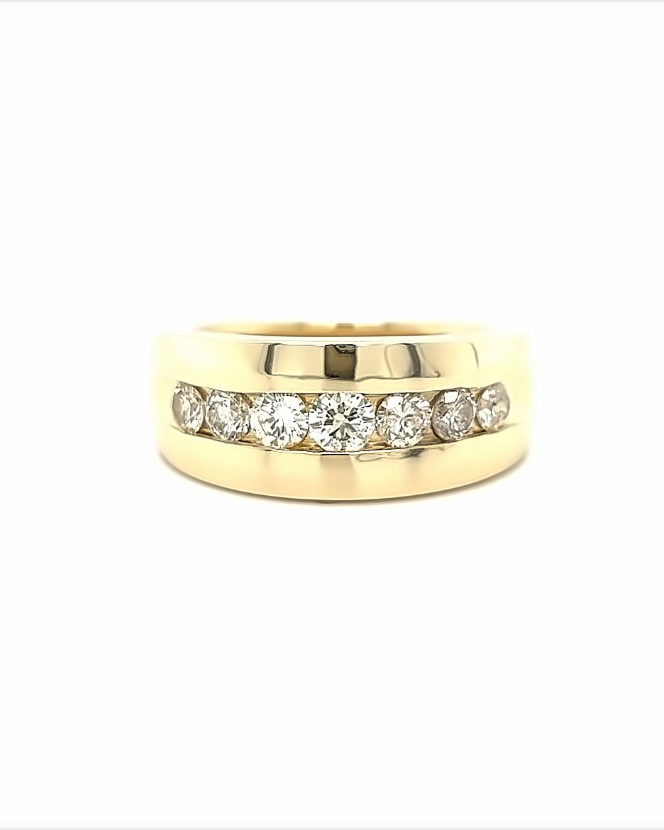 14KT YELLOW GOLD BRILLIANT DIAMOND MENS BAND