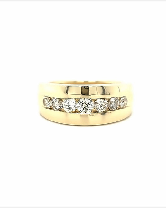 14KT YELLOW GOLD BRILLIANT DIAMOND MENS BAND