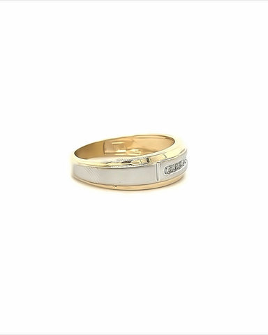 10KT TWO TONE GOLD FANCY MENS DIAMOND WEDDING BAND