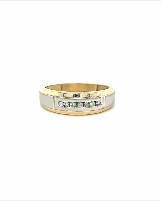 10KT TWO TONE GOLD FANCY MENS DIAMOND WEDDING BAND