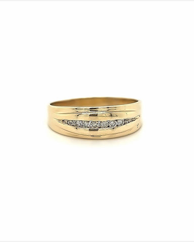 14KT YELLOW GOLD FANCY MENS DIAMOND WEDDING BAND