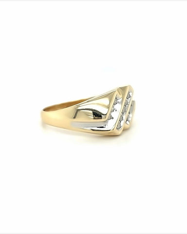 14KT YELLOW GOLD FANCY MENS DIAMOND WEDDING BAND