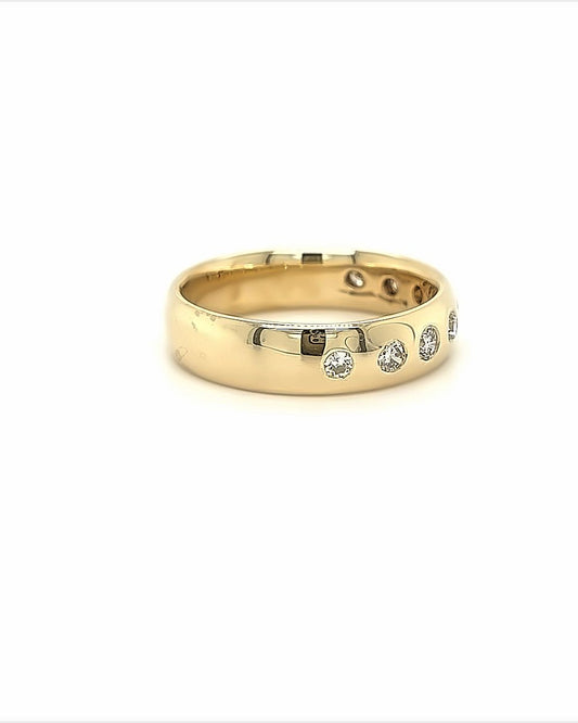 14KT YELLOW GOLD FANCY MENS DIAMOND WEDDING BAND