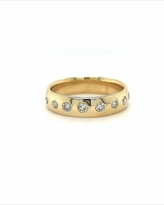 14KT YELLOW GOLD FANCY MENS DIAMOND WEDDING BAND