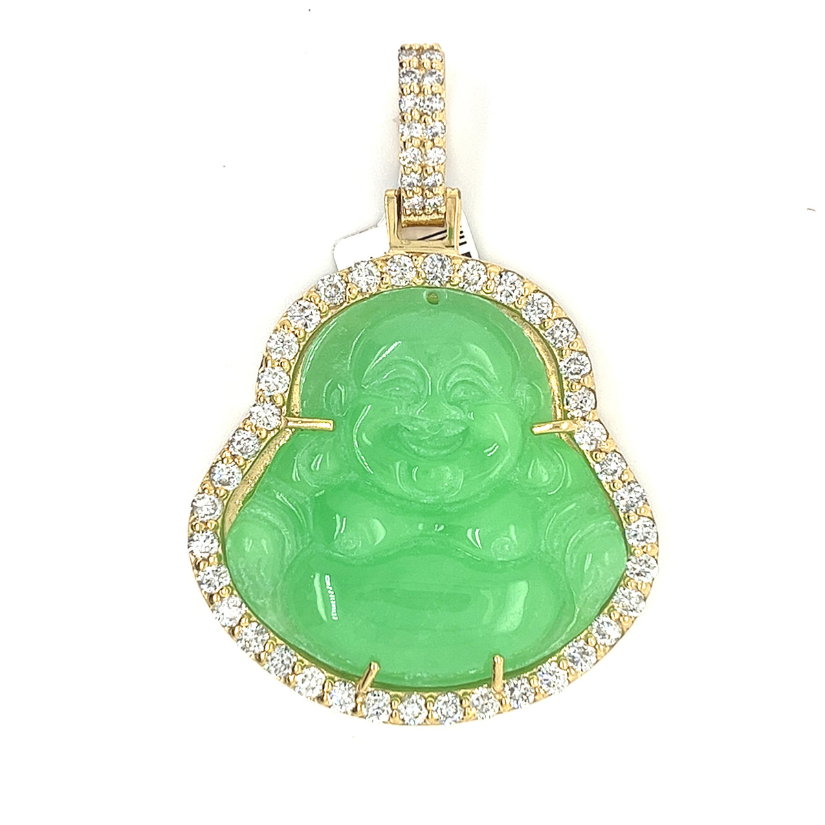 14KT YELLOW GOLD BUDDHA JADE WITH DIAMONDS