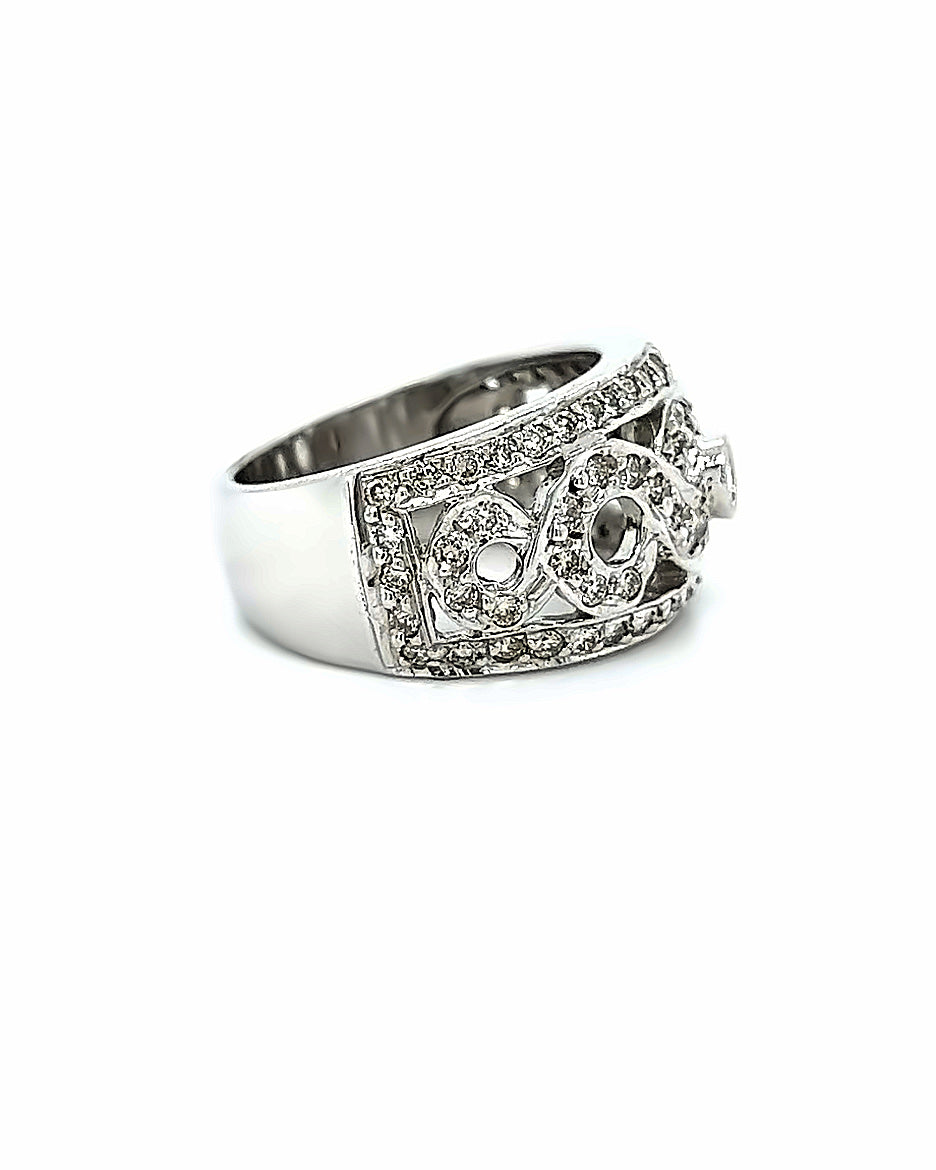 14KT WHITE GOLD ANTIQUE DIAMOND LADIES BAND