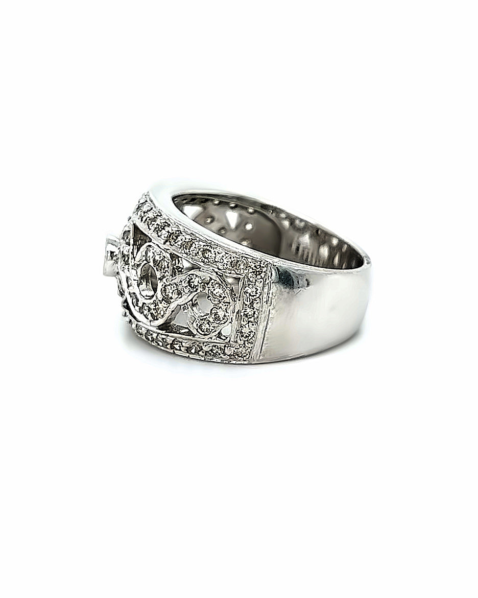 14KT WHITE GOLD ANTIQUE DIAMOND LADIES BAND