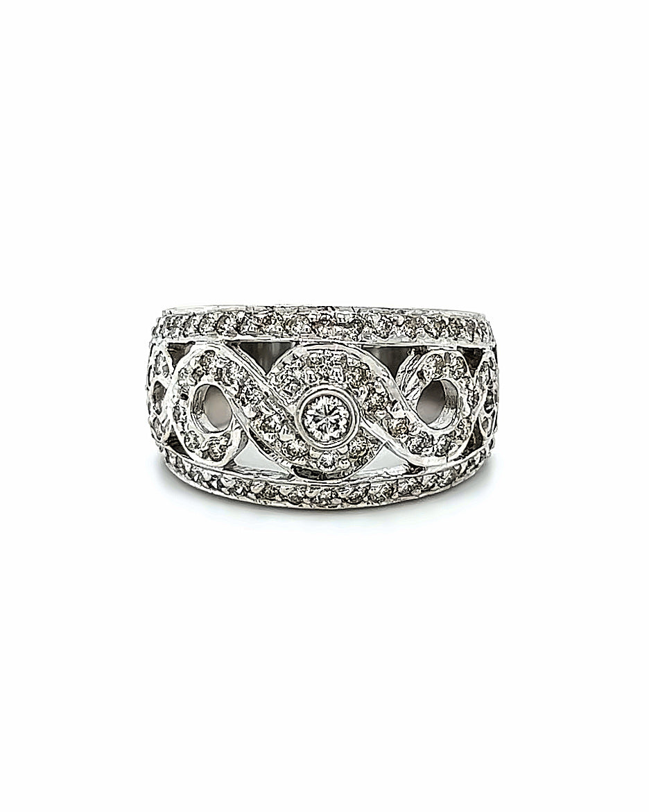 14KT WHITE GOLD ANTIQUE DIAMOND LADIES BAND