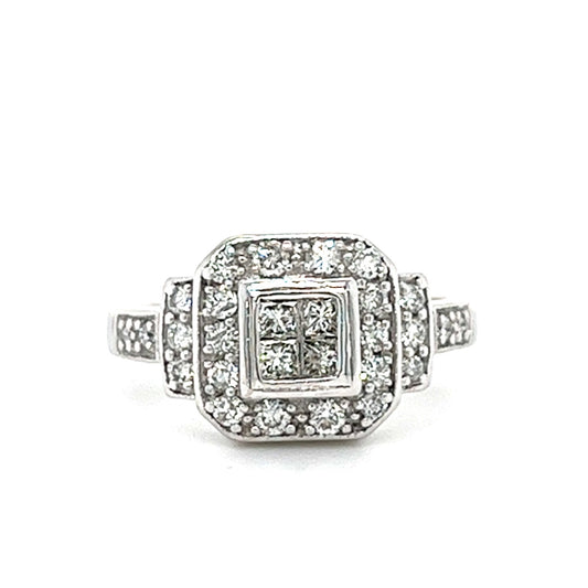 14KT WHITE GOLD FANCY DIAMOND ENGAGEMENT RING