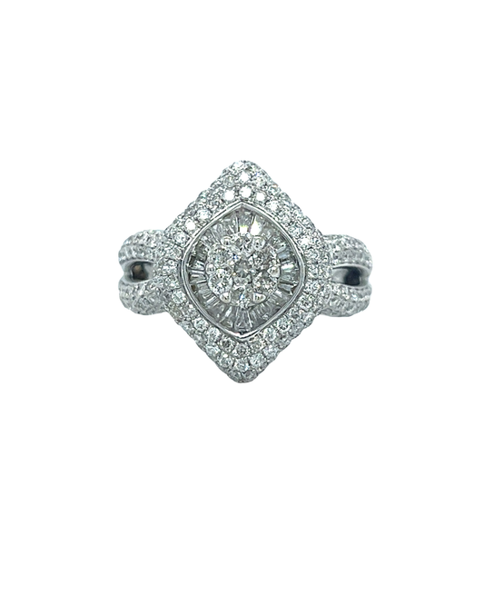 14KT WHITE GOLD FANCY DIAMOND LADIES RING