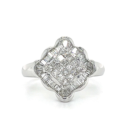 14KT WHITE GOLD ANTIQUE DIAMOND RING