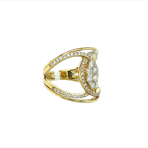 18KT YELLOW GOLD SPECIAL CRISSCROSS DIAMOND LADIES BAND