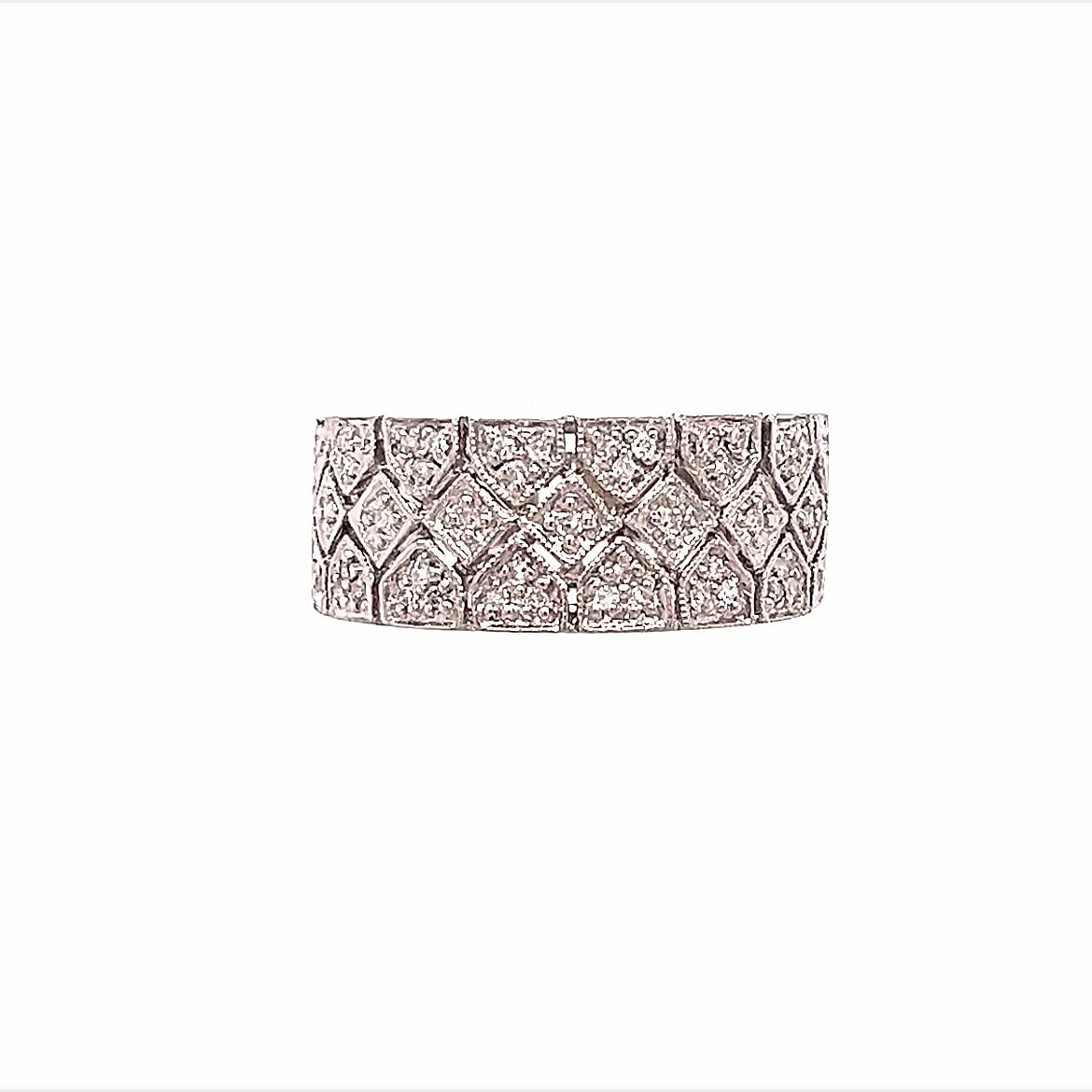14KT WHITE GOLD ANTIQUE LOOK DIAMOND BAND