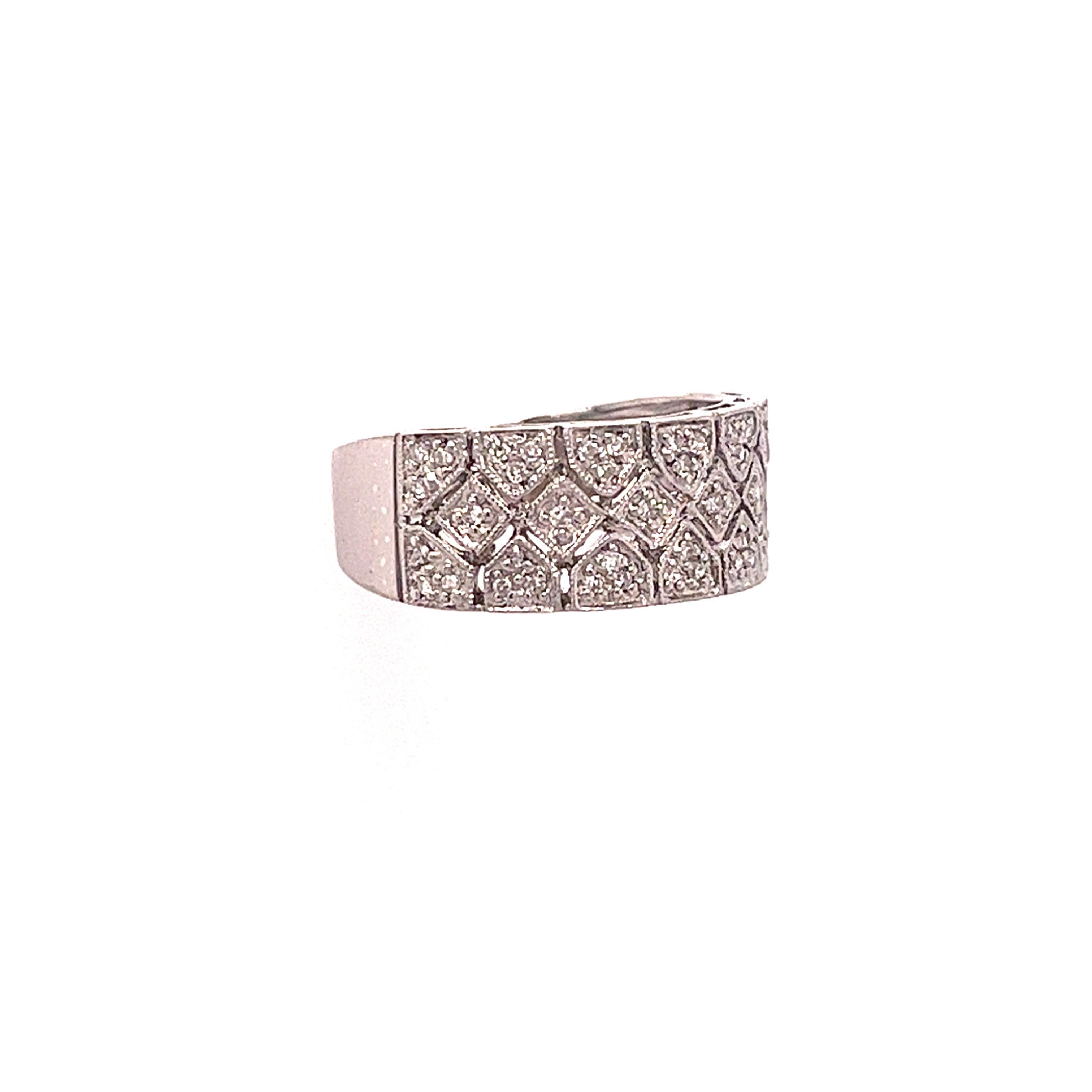 14KT WHITE GOLD ANTIQUE LOOK DIAMOND BAND
