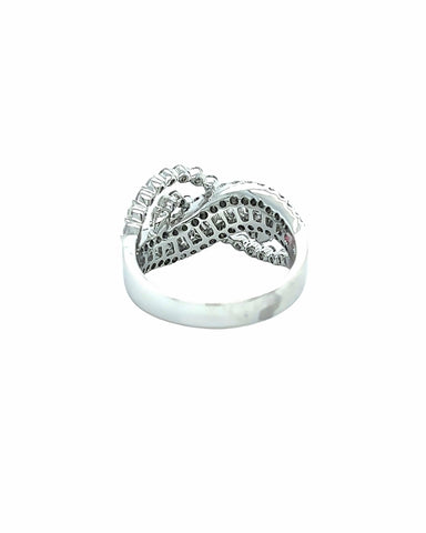 18KT WHITE GOLD FANCY CRISSCROSS DIAMOND BAND