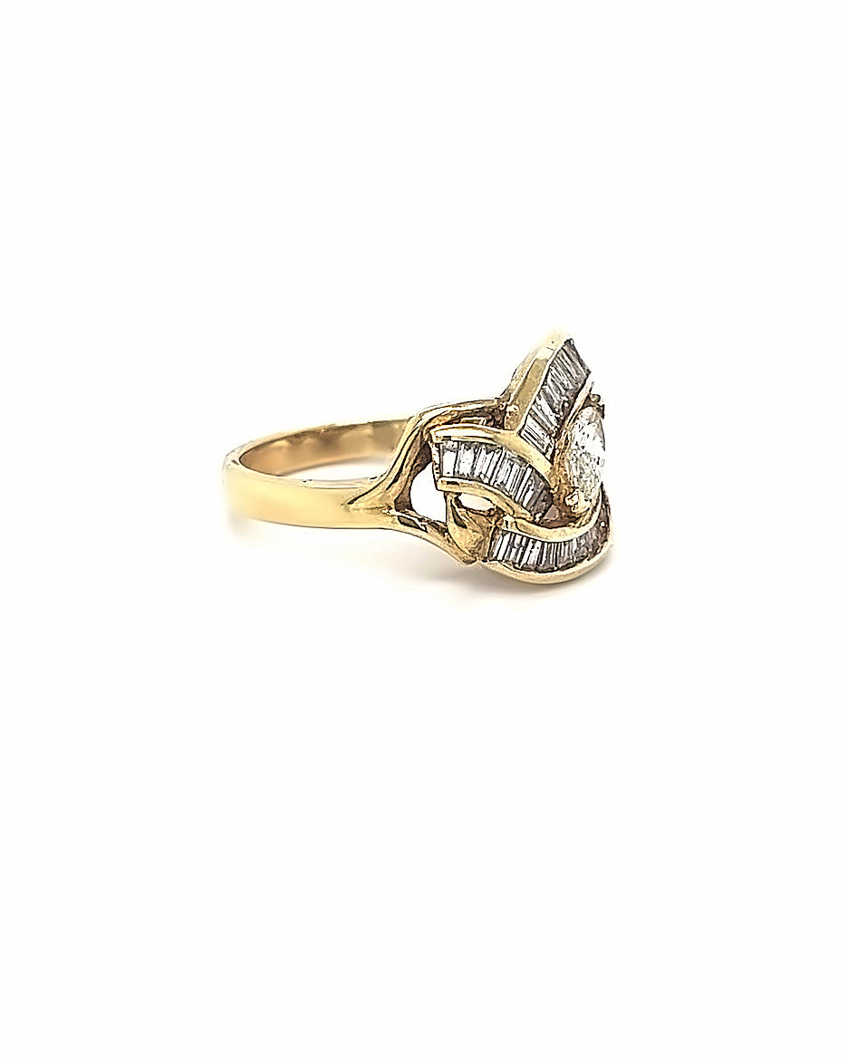 14KT YELLOW GOLD FANCY LADIES DIAMOND BAND