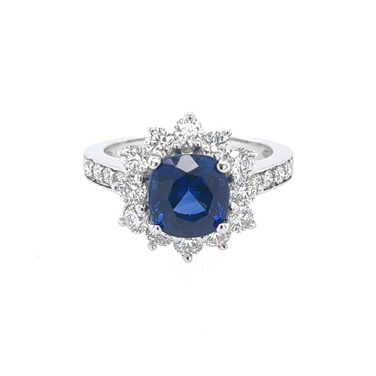 18KT WHITE GOLD BRILLIANT SAPPHIRE ENGAGEMENT RING