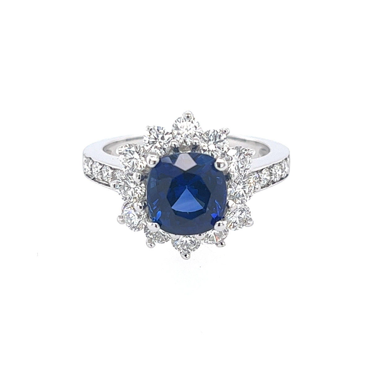 18KT WHITE GOLD BRILLIANT SAPPHIRE ENGAGEMENT RING