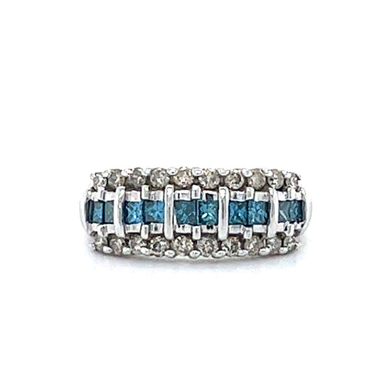 14KT WHITE GOLD FANCY BLUE DIAMOND BAND