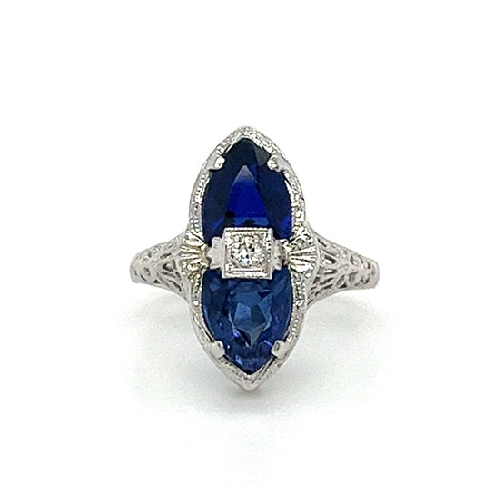 14KT WHITE GOLD DIAMOND AND SAPPHIRE LADIES RING