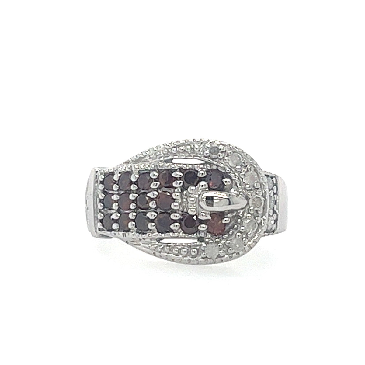 SILVER AND DIAMOND BELT LADIES RING