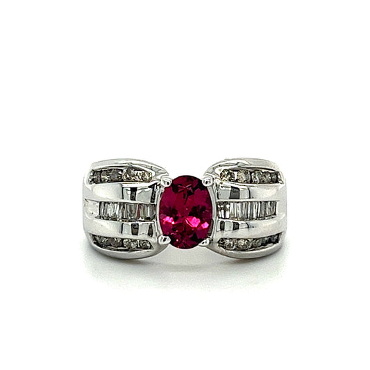 14KT WHITE GOLD PINK TOPAZ FANCY LADIES RING