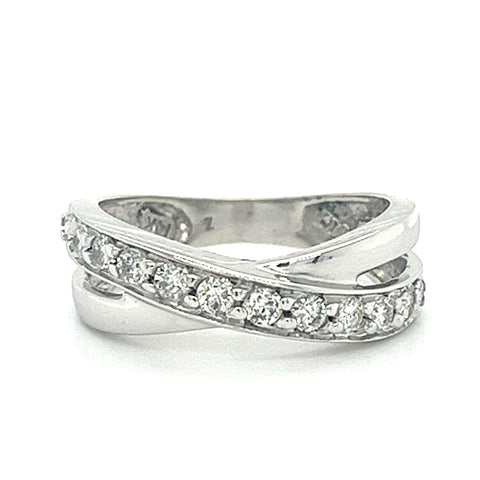 14KT WHITE GOLD CRISS CROSS DIAMOND LADIES BAND