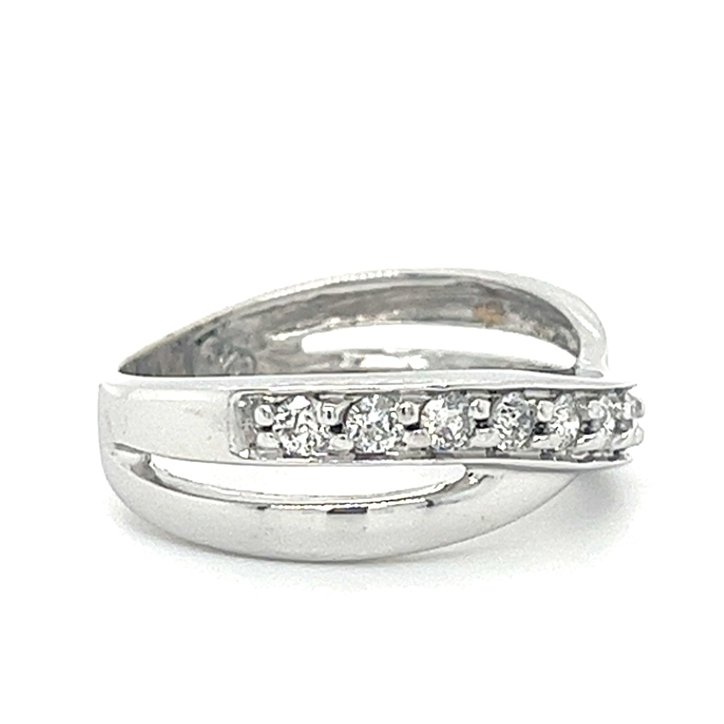 14KT WHITE GOLD CRISS CROSS DIAMOND LADIES BAND