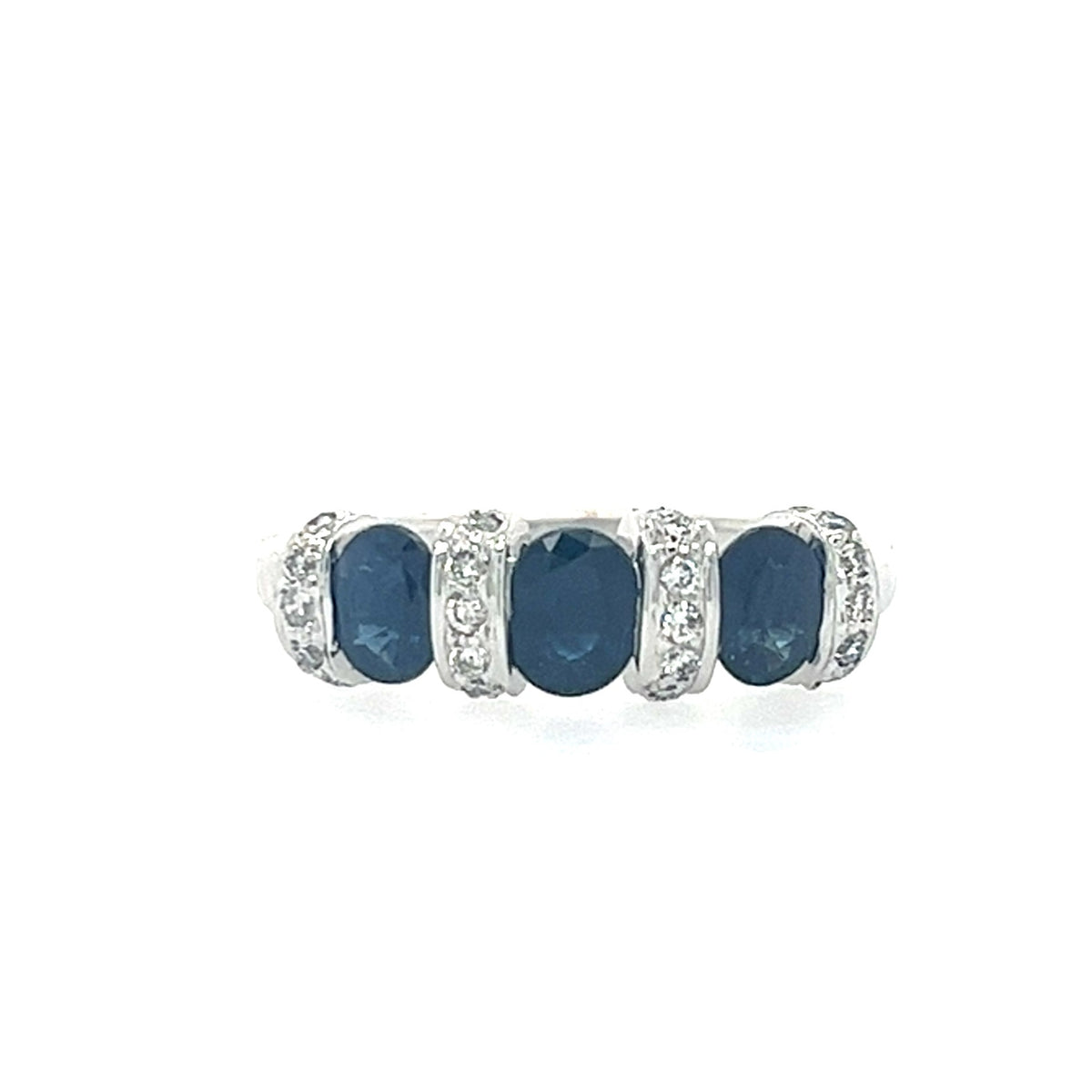 14KT WHITE GOLD SAPPHIRE AND DIAMOND LADIES BAND