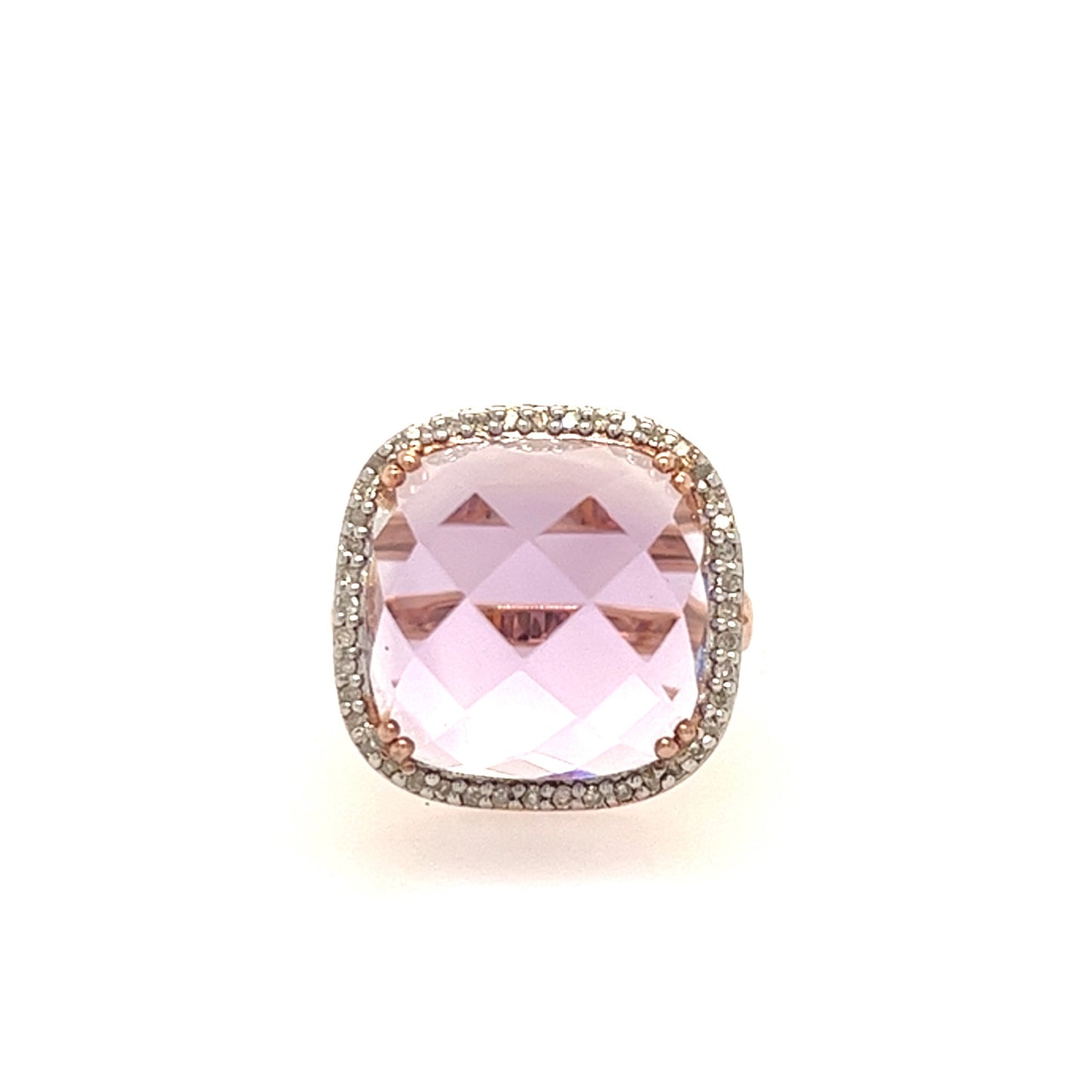14KT WHITE GOLD DIAMOND AND AMETHYST LADIES RING