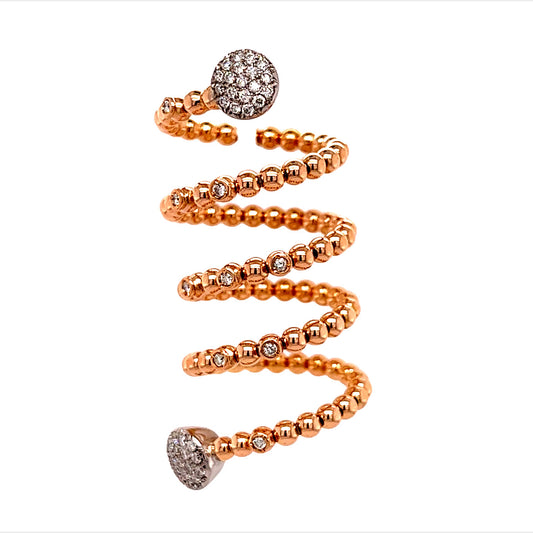 18KT ROSE GOLD BEADS AND DIAMONDS LADIES RING