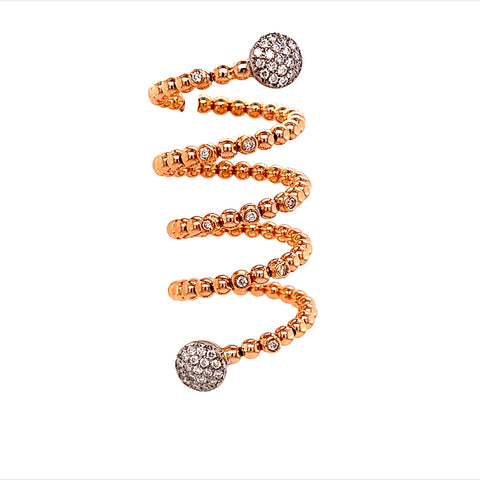 18KT ROSE GOLD BEADS AND DIAMONDS LADIES RING