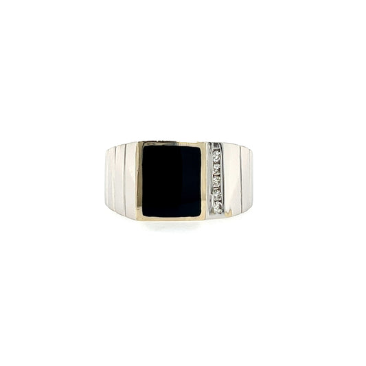 14KT WHITE GOLD ONYX MEN'S RING