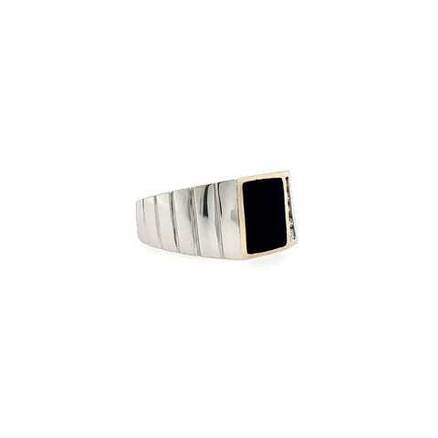 14KT WHITE GOLD ONYX MEN'S RING