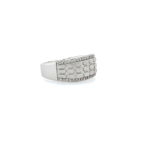 14KT WHITE GOLD FANCY MENS DIAMOND WEDDING BAND