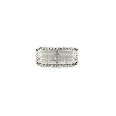 14KT WHITE GOLD FANCY MENS DIAMOND WEDDING BAND