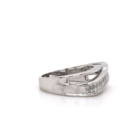 14KT WHITE GOLD FANCY MENS DIAMOND WEDDING BAND