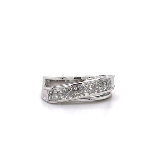 14KT WHITE GOLD FANCY MENS DIAMOND WEDDING BAND