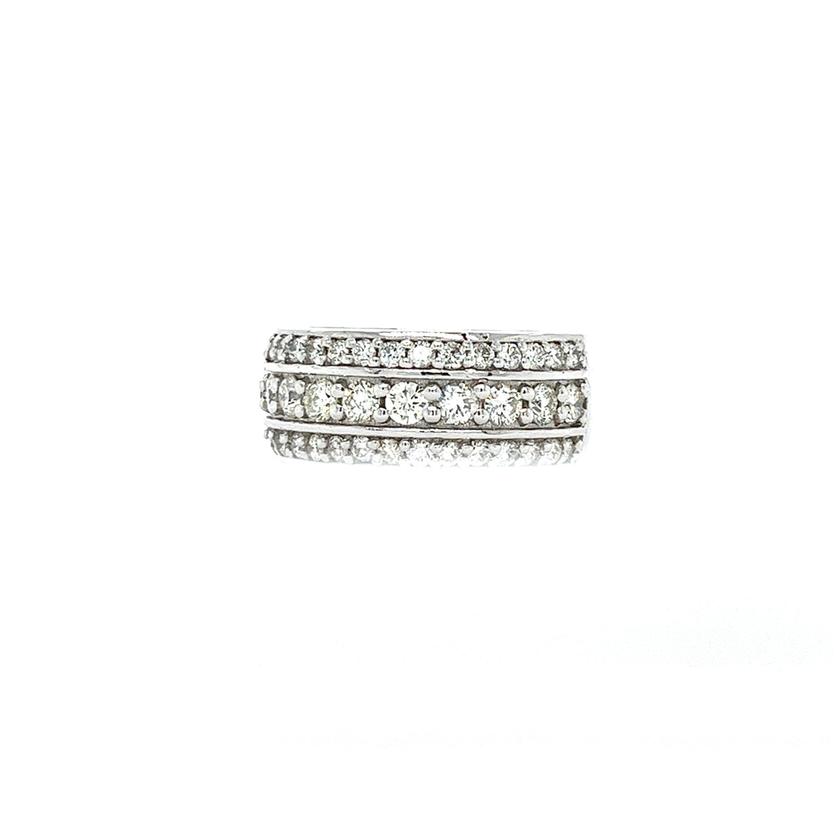 14KT WHITE GOLD FANCY MENS DIAMOND WEDDING BAND