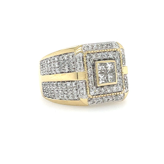 10KT YELLOW GOLD FANCY MENS DIAMOND WEDDING BAND