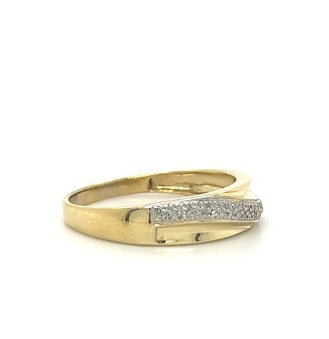 10KT YELLOW GOLD FANCY MENS DIAMOND WEDDING BAND